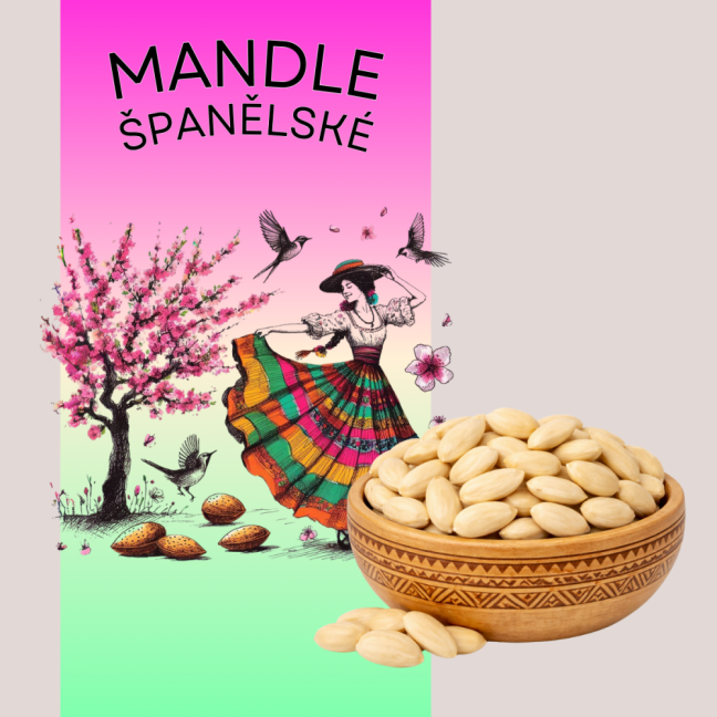 Mandle španělské, loupané - Velikost balení: 500 g