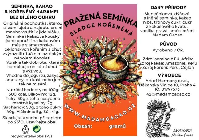 Pražená semínka - aztécké koření - Velikost balení: 100 g