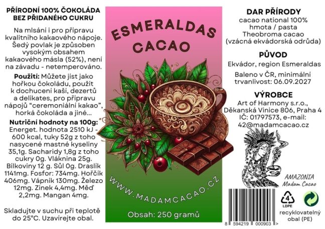 etiketa esmeraldas cacao