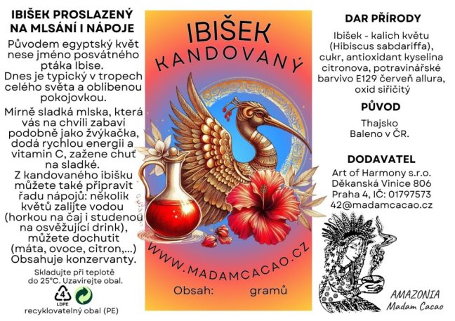 Ibišek jedlý, kandovaný - Velikost balení: 100 g